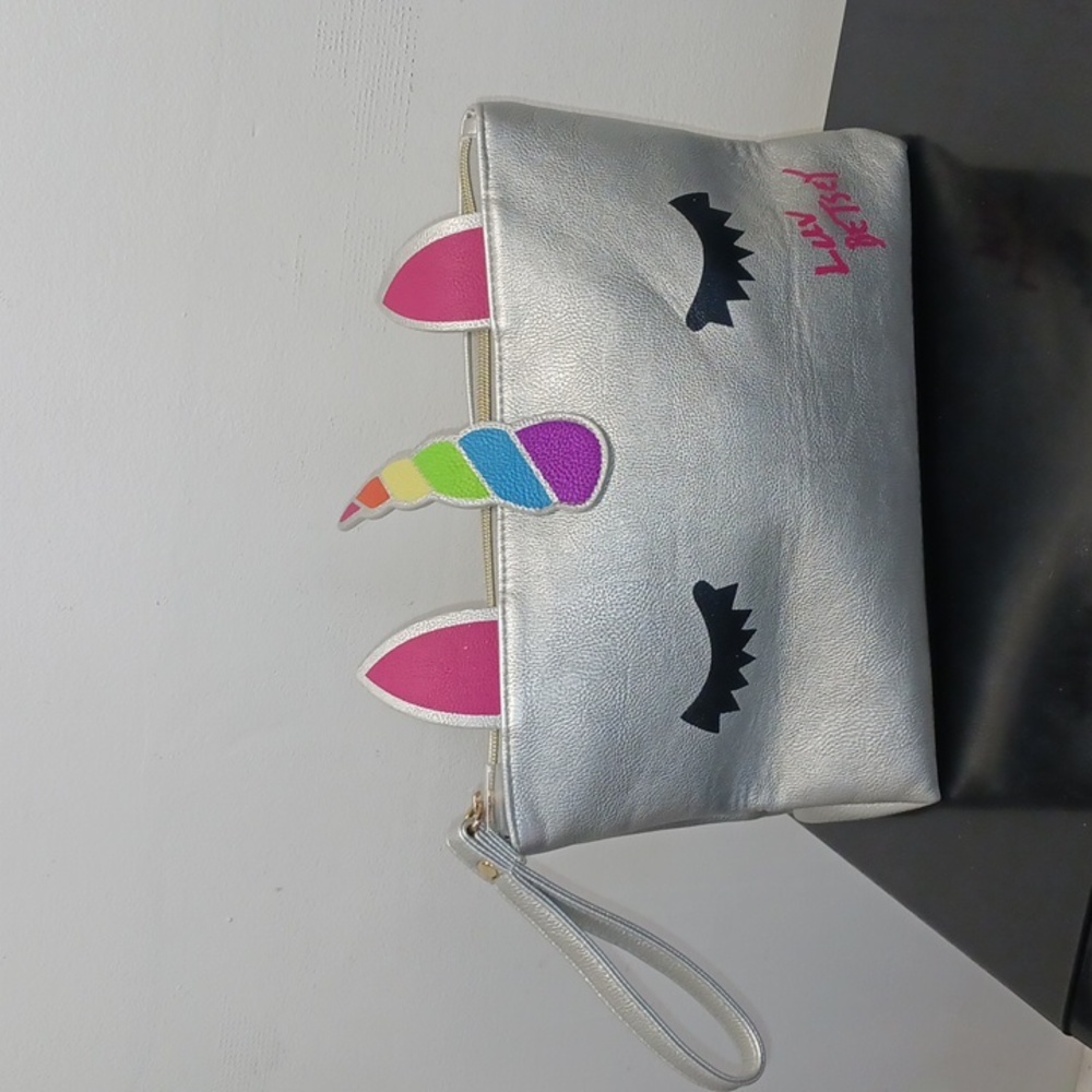 Betsy Johnson large unicorn wristlet/ cosmetic pouch.
